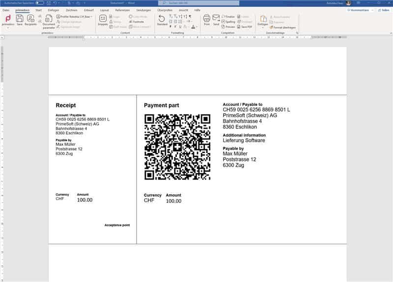 Create QR codes with OneOffixx